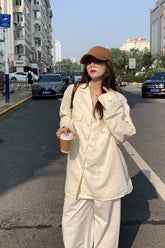 Lockeres, gekerbtes Kragen-Bluse-Shirt mit elegantem